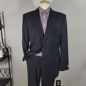 Express Men's Sport Coat Blazer Two Button Deep Navy‎ Striped Premium Wool 44R